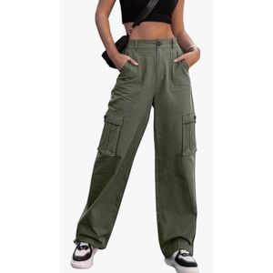 Refuge Womens Oversized Straight Cargo Pants XL Black‎ Stretch Relaxed Fit Y2K